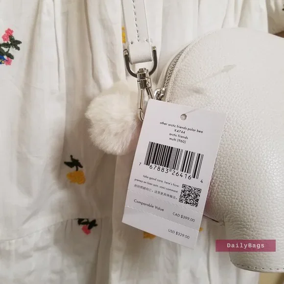 BEAUTIFUL ARTIC FRIENDS POLAR ANIMAL WHITE BEAR WEARING BLUE SCARF KATE SPADE - Picture 7 of 9